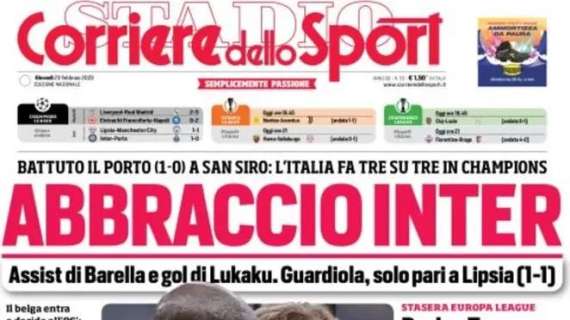 L'apertura del Corriere dello Sport: "Abbraccio Inter"