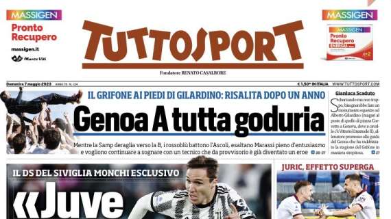 La prima pagina di Tuttosport: "Theo da sballo, ma l'Inter vola. Inzaghi attaccato alla Juve"