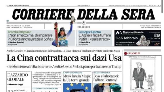 L'Inter riacciuffa il Milan, il Napoli non scappa. La prima pagina del Corriere della Sera