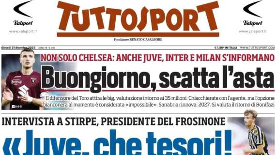 Tuttosport in prima pagina: "Zirkzee fa piangere l'Inter e Lautaro"