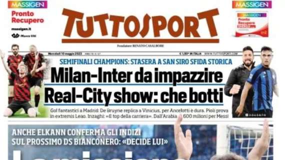 La prima pagina di Tuttosport: "Milan-Inter da impazzire"