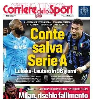 Inter-Napoli, che lotta. "Conte tiene viva la Serie A": la prima pagina del Corriere dello Sport