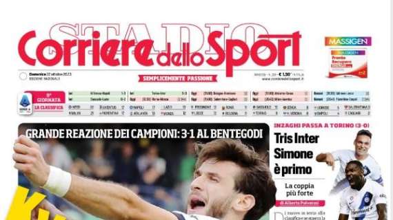 L'apertura del Corriere dello Sport: "Tris Inter, Simone è primo"