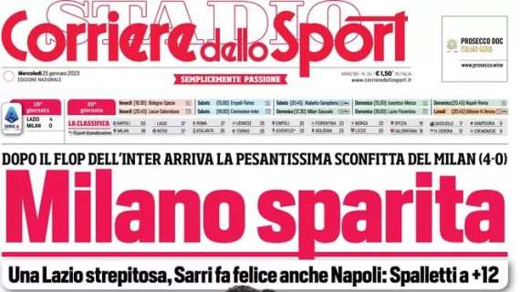 L'apertura del Corriere dello Sport: "Milano sparita. Skriniar, Inter fino a giugno"