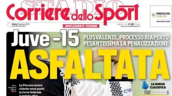 Il Corriere dello Sport in apertura: "Juve asfaltata! Skriniar al PSG già a gennaio?"