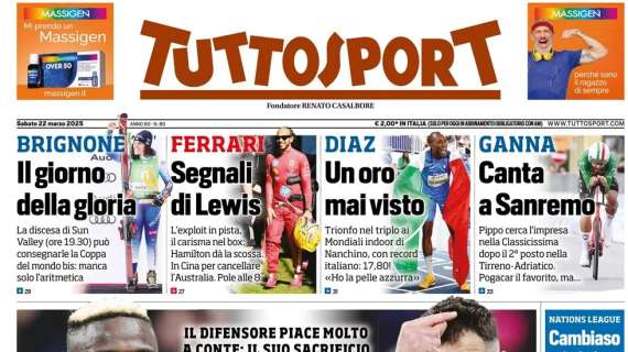 "Gigio strizza l'occhio all'Inter, Arda Guler prima alternativa a Paz" la prima pagina di Tuttosport