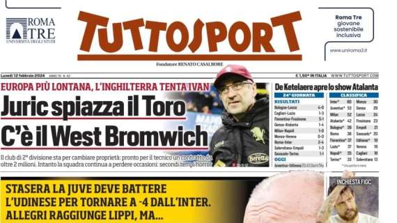 "Medio ai 'devi morire', la FIGC apre inchiesta": anche Tuttosport apre con il gestaccio di Acerbi