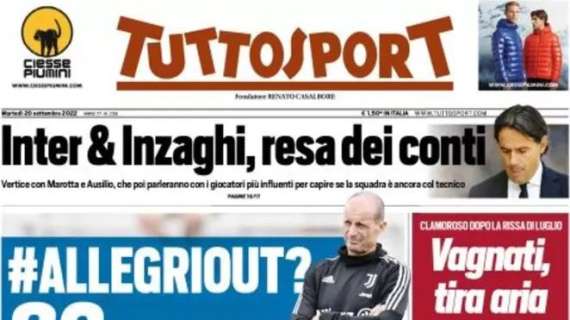 Tuttosport in prima pagina: "Inter e Inzaghi, la resa dei conti"