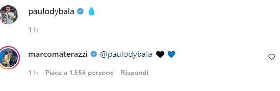 Materazzi vuole Dybala all'Inter: cuori nerazzurri nei commenti della foto IG della Joya