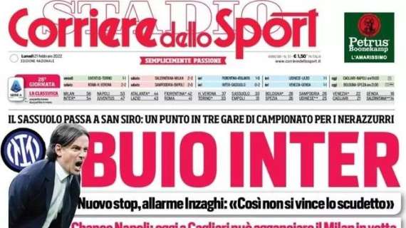 Il Corriere dello Sport in prima pagina: "Buio Inter"