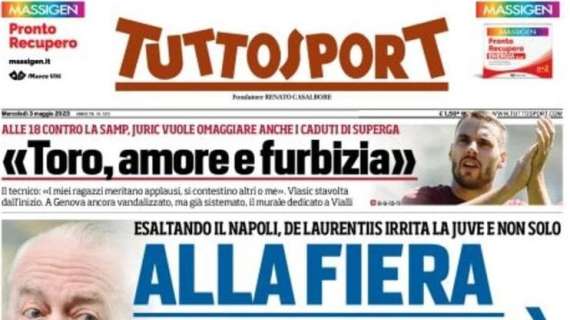 La prima pagina di Tuttosport: "Milan-Inter di Champions, hotel a prezzi scandalosi!"