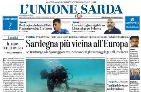 L'Unione Sarda in prima pagina: "L'Inter stringe per Bellanova"