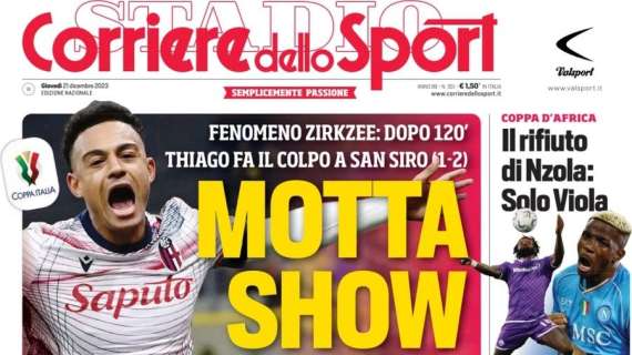 Il Corsport titola: "Motta show. Uno strepitoso Bologna manda a casa l'Inter"