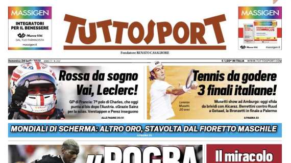 La prima pagina di Tuttosport: "Inter che ceffoni, Lukaku a secco"