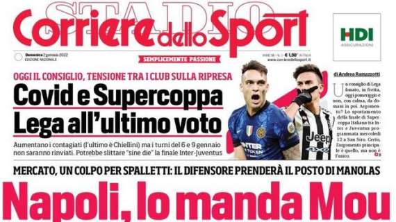 Il Corriere dello Sport in apertura: "Covid e Supercoppa, Lega all'ultimo voto"