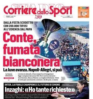 "Conte fumata bianconera. Inter futuro e finale di Champions", la prima pagina del Corriere dello Sport