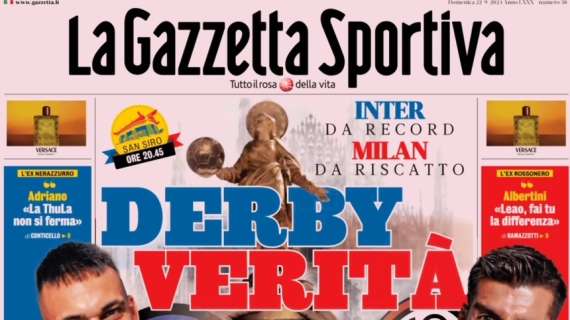 La prima pagina de La Gazzetta dello Sport: "Derby verità. Fonseca si gioca tutto"