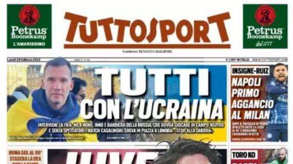 Domani c'è Milan-Inter, Tuttosport in apertura: "Giroud-Lautaro derby del gol"