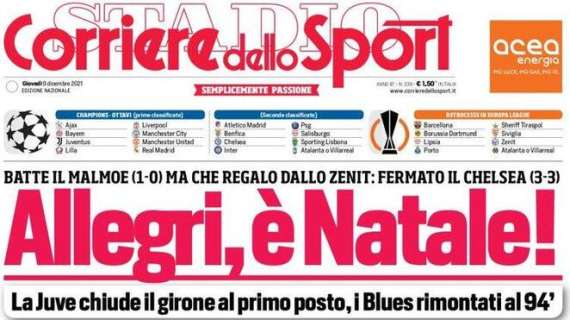 L'apertura del Corriere dello Sport: "Allegri, è Natale!"