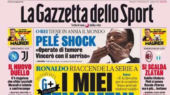 La Gazzetta dello Sport in apertura: "Ronaldo, i miei fenomeni: 'Inter favorita per lo scudetto'"
