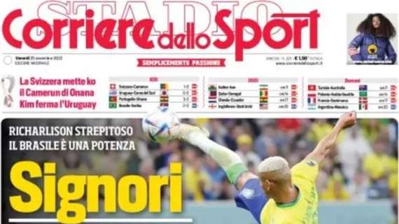 Il Corriere dello Sport dedica l'apertura allo show del Brasile: "Signori, questo è samba"