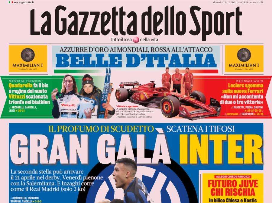 L'Inter sente l'odore dello Scudetto, Taremi: visite rinviate. Le prime pagine del 14 febbraio