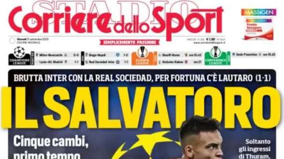 L'apertura del Corriere dello Sport: "Il SalvaToro, per fortuna c'è Lautaro"