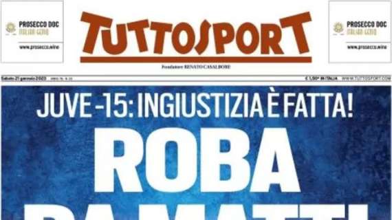 Juve penalizzata, Tuttosport titola in apertura: "Roba da matti. Ingiustizia è fatta!"