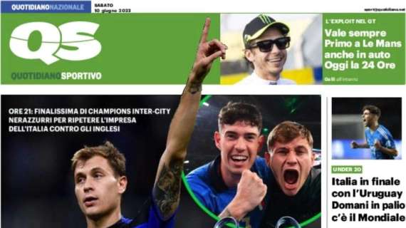 L'apertura del QS - Quotidiano Sportivo è sull'Inter: "Regalateci un'altra Wembley"