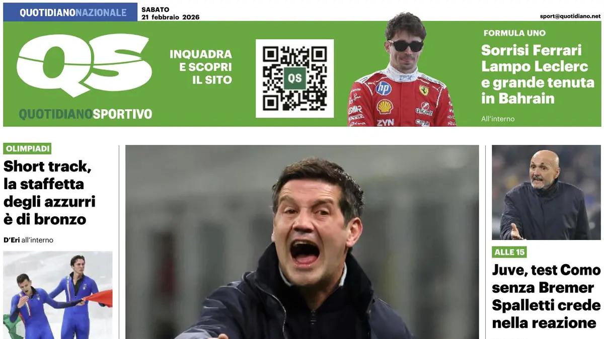 "L'altra Inter per ripartire": la prima pagina dell'edizione odierna del QS