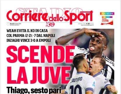 Scende la Juve, Thiago sesto. Inter a -4 dal Napoli: la prima pagina del Corriere dello Sport