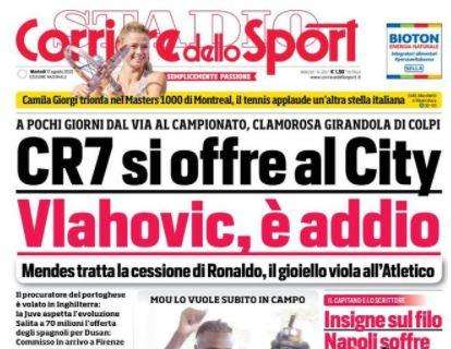 L'apertura del Corriere dello Sport: "CR7 si offre al City. Vlahovic, è addio"