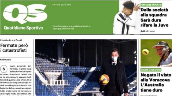 La prima pagina del QS: "Rischio calcio a porte chiuse"