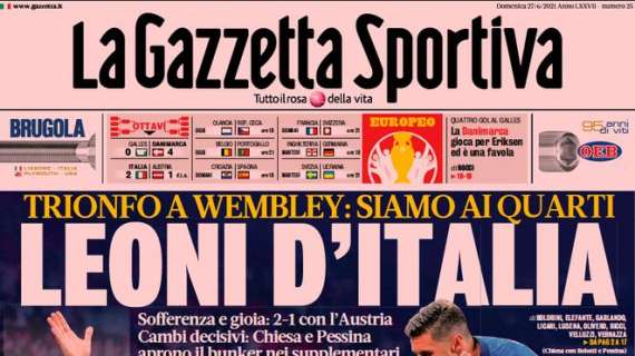 La prima pagina de La Gazzetta dello Sport: "Leoni d'Italia, trionfo a Wembley"