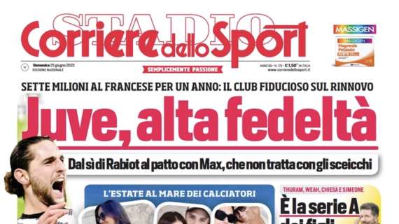 L'apertura del Corriere dello Sport: "Thuram-Weah, è la Serie A dei figli delle stelle"