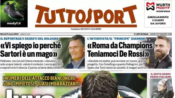 Inter a +15 con l'aiutino: rigore inesistente e 2-1. La prima pagina di Tuttosport