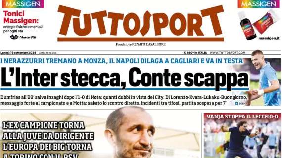 La prima pagina di TuttoSport: "Brutta Inter, rimedia Dumfries"