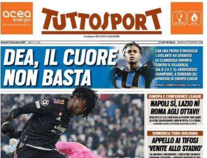 L'apertura di Tuttosport: "Ossigeno Juve. Dea, il cuore non basta"