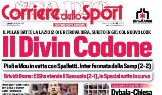 L'apertura del Corriere dello Sport: "Il Dividin Codone". Il Milan batte anche la Lazio