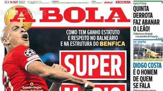 Joao Mario trascina il Benfica, A Bola lo celebra: "Super Mario da Luz"