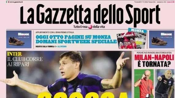 La prima pagina de La Gazzetta dello Sport: "Inter, scossa anti crisi"