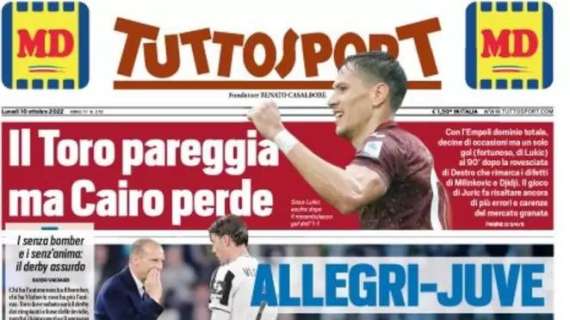 Tuttosport in prima pagina: "Allegri-Juve, si vota la fiducia". Napoli show, Dybala choc