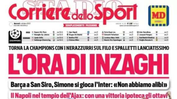 Stasera c'è Inter-Barcellona, l'apertura del CorSport: "L'ora di Inzaghi"