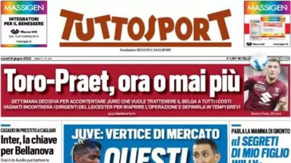 Tuttosport in apertura: "La chiave per Bellanova: Casadei in prestito a Cagliari?"