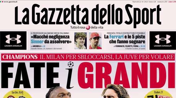 "Conte-Inter, ancora loro. Nerazzurri, ansia Calhanoglu": le prime pagine del 22 ottobre