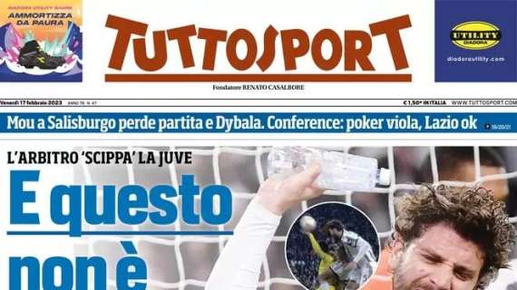 La prima pagina di Tuttosport è sulla Juventus: "E questo non è rigore?"