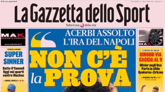 "Acerbi assolto, non c'è la prova". La prima pagina della Gazzetta dello Sport