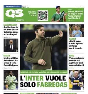 L'Inter vuole solo Fabregas. La prima pagina del QS - Quotidiano Sportivo