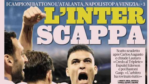 "L'Inter scappa, scatto Scudetto": la prima pagina de La Gazzetta dello Sport