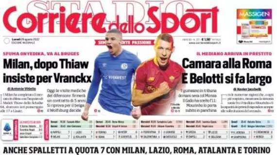 Il Corriere dello Sport in apertura: "Allarme Inter: Lukaku stop, rischio derby"